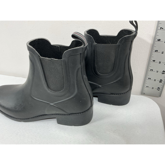 Womans Lands End Pullon Ankle Rainboots 9 Black Elastic Ankle NWOT - Picture 4 of 9